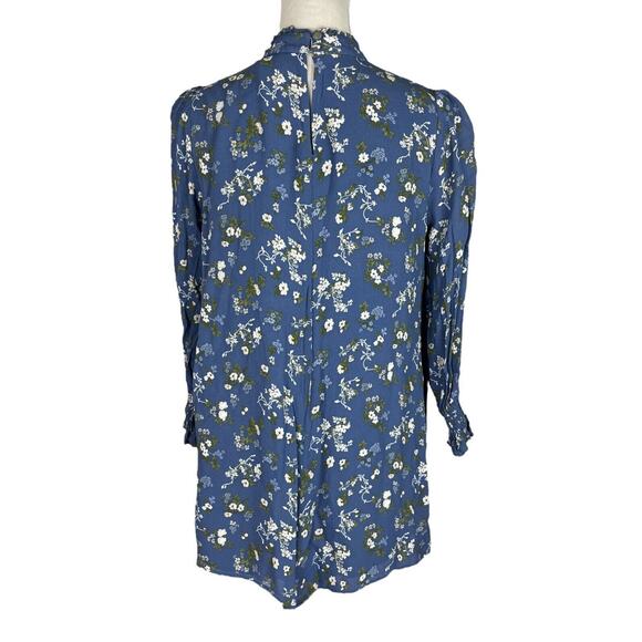Reformation Jourdan Blue Avery Floral Mini Dress Long Sleeve Boho Size Large - Picture 6 of 9